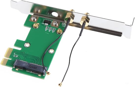 Wireless WiFi k Card PCI-E to PCI-E 1X Desktop Adapter + 2 Antennas Metal and Plastic
