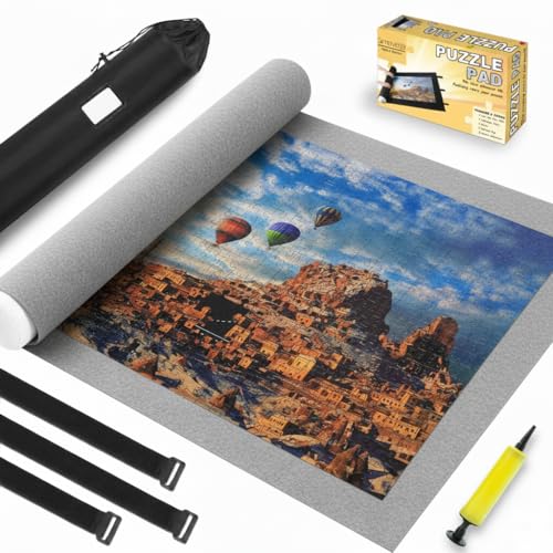 Jigsaw Puzzle Mat Roll Up - 3000 Pieces Large Gray Puzzles Saver Board for Adults, Storage and Transport Keeper Saver Accessories Table Portable Holder Organizer Board Pad Gifts (Gray)