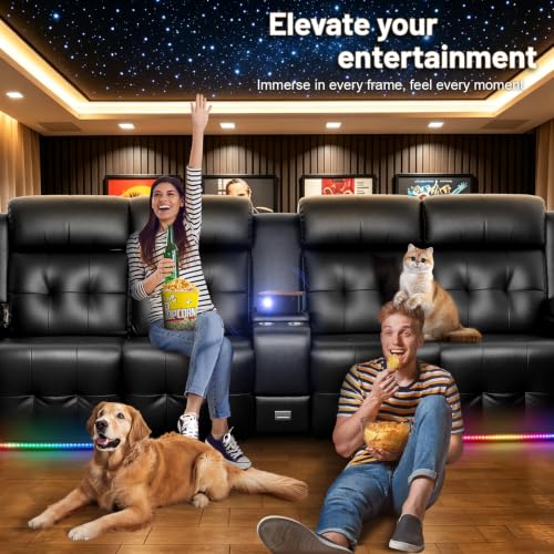 Image of RV Loveseat Recliner Sofa, Home Theater Seating with Console & Massage