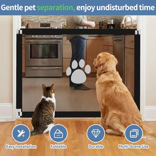 PETLESO Stair Gates for Dogs 100 X 80cm Pet Gate Portable Dog Safety Gate Lockable Dog Stopper for Stairways/Doorways/Kitchens by PETLESO - Image 3