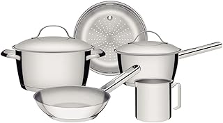 Jogo de Panelas Tramontina Allegra em Aço Inox com Fundo Triplo 5 Peças  