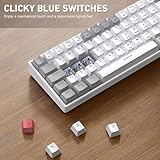 TECURS 60% Mechanical Keyboard，Wired Gaming Keyboard, LED Backlit,Blue Switch,Mini White Keyboards for PC/Windows/Laptop/PS4/Xbox, White and Grey, UK-Layout - Image 8