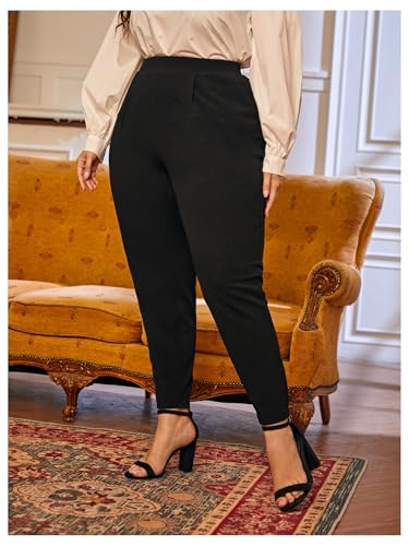 Milumia Women's Plus Size High Waisted Tapered Pants Work Long Pants with Pockets3