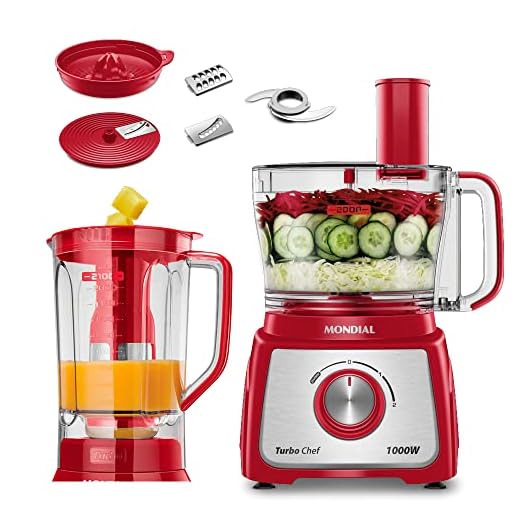 Multiprocessador Turbo Chef 7 em 1, Mondial, Vermelho, 1000W, 220V - MPN-01-RE