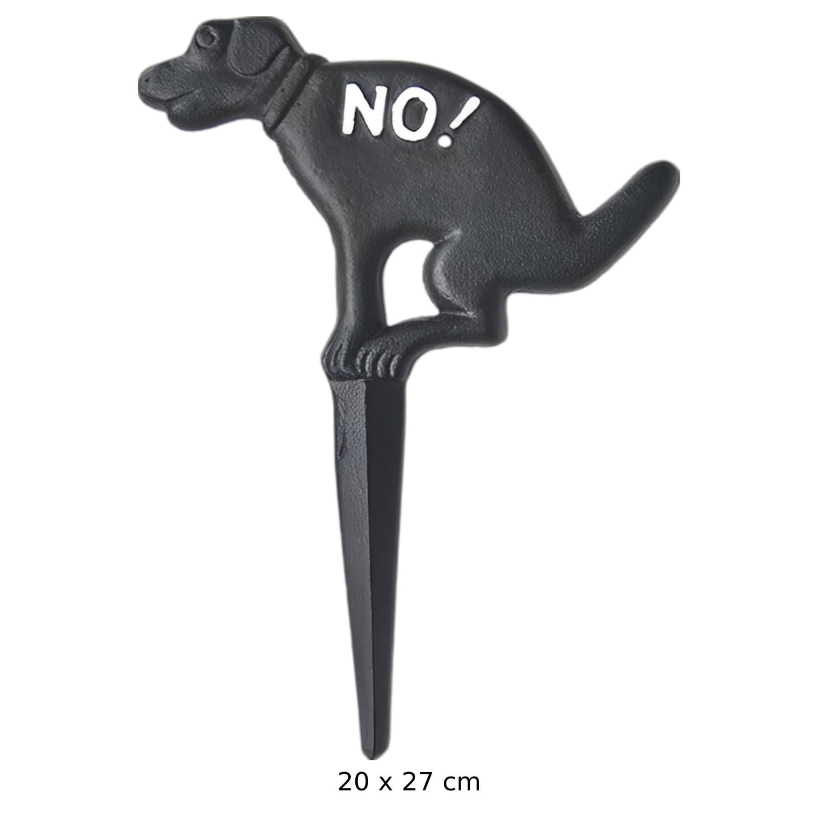 2 Stk. Metallschilder für den Garten, Kein-Hundekot-Schild mit Hund, niedliches Gartenstecker-Warnschild, 20 x 27 cm, 0,85 cm stark, schwarzer Gusseisen-Look, für einen sauberen Rasen