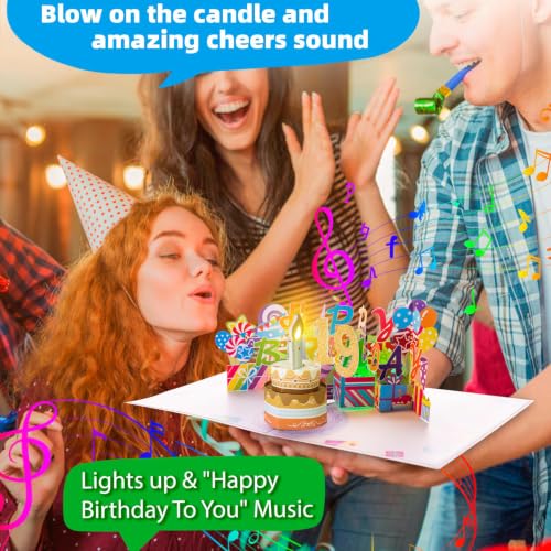 Image of 19th Pop-Up Musical Birthday Card with Blowable LED Candle for Young Adults