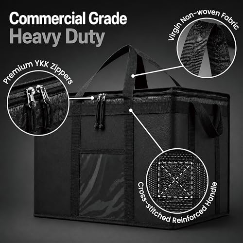 Image of NZ home Insulated Bags for Food Delivery (2XL PRO) Grocery Shopping Cooler Bag, Pizza Delivery, Hot & Cold Catering Tote, Reusable, Foldable & Heavy Duty (Orange)