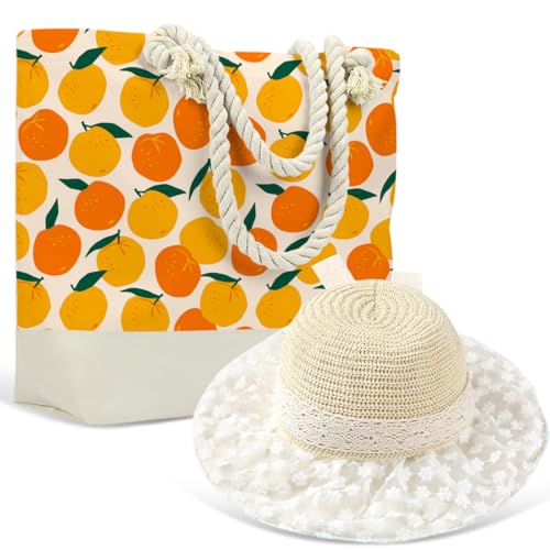 Image of Beach Bag Sun Straw Hat, Tote Bag for Women Friends Travel Gifts, Aloha Bags Waterproof Travel Vacation Essentials