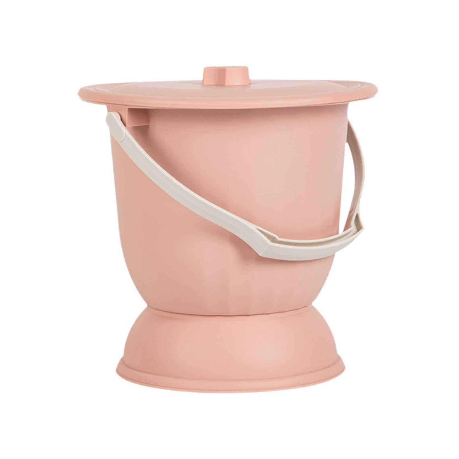 MagiDeal Vaso sputacchiera orinatoio con coperchio addensato vaso da notte per la casa vasino secchio per bambini donna camera da letto casa interna, Rosa