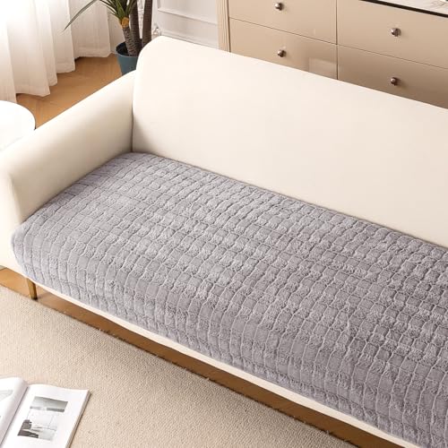 Image of HOKIPO 'Plush Haven' Premium Sofa Mat for 1 /2 /3 Seater & L Shape Sofa. Make Your Own Sofa Cover Set, Anti-Slip Mat Length 90(D) X 240(L) cm, Light Grey (AR-6288-LGRY)