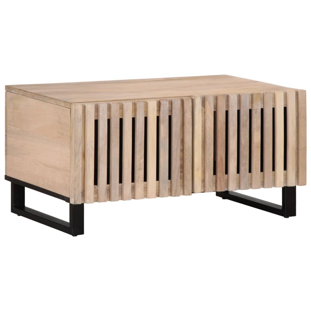 Table basse blanc en bois de manguier massif chic pour salon