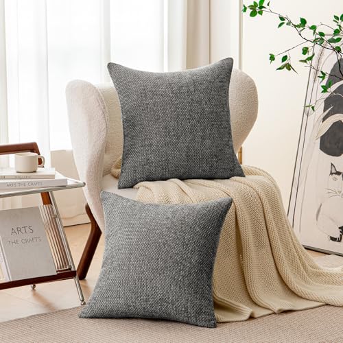 a moment Dark Gray Chenille Throw Pillow Covers 16x16 Inch Pack of 2 Modern Decorative Throw Pillow Covers Farmhouse Cross Covers Home Decor for Sofa Bedroom Living Room by a moment - Used condition - Image 2
