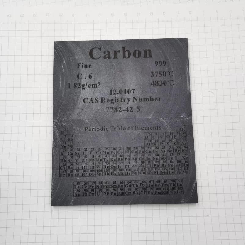 HOMOSTARRY Tavola periodica degli elementi in carbonio con elementi chimici in puro titanio, grafico per insegnanti, studenti, studio, ufficio, decorazione artigianale, 10 x 6 x 0,5 cm, 54-56 g