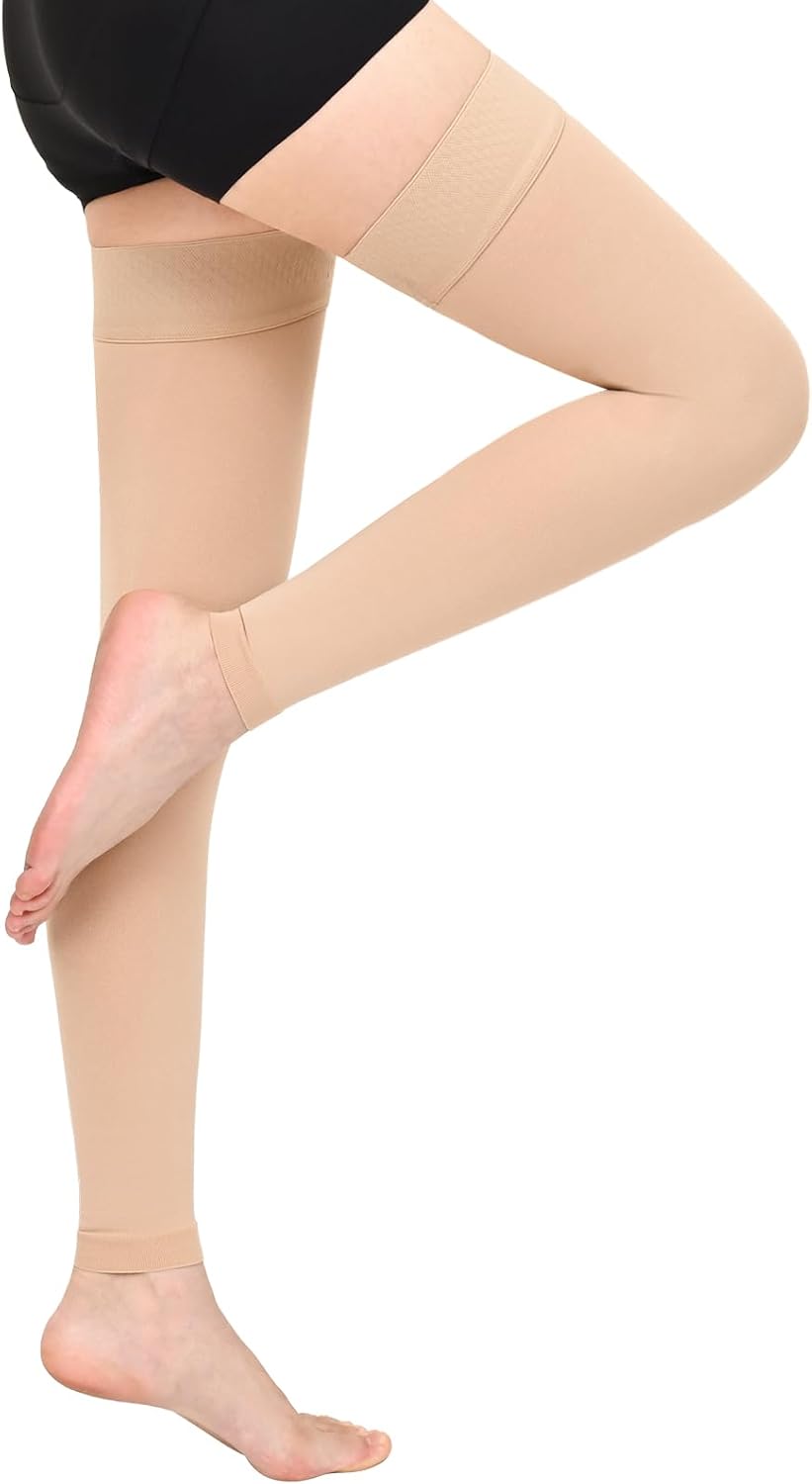 20-30 mmHg Compression Stockings for Women & Men,Thigh High Medical Compression Socks,Support Graduated Compression Hose Sock for Treatment Varicose Veins Swelling-Closed Toe/Open Toe/Footless