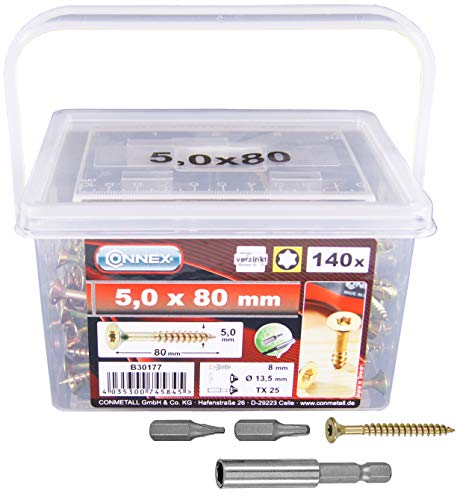 Connex Universalschrauben 5,0 x 80 mm - 140 Stück im Set -...