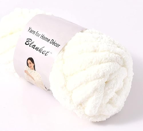 Miniatura 6 de Hilo grueso de felpilla para tejer en el brazo, para hacer tú mismo, manta de punto, cojín, cama, sofá, decoración del hogar (color marfil, paquete