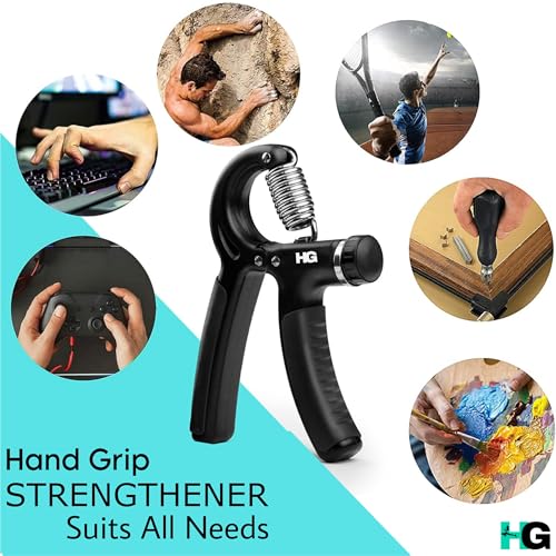 Image of 5 Kg to 60 Kg Adjustable Hand Grip Strengthener, Hand Gripper for Men & Women for Exercise & Gym Workout Hand Exercise Equipment to Use in Home for Forearm Exercise, Finger Exercise Gripper- (Black)