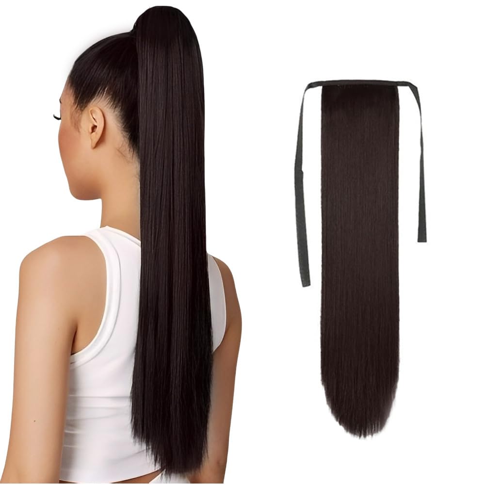 D-DIVINE Silky Soft Ribbon Hair Extensions And Wigs Women Straight Hair Extension For Girls Brown color-image-43