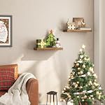 HOOBRO Floating Shelves, Wall Shelf Set of 2, 15.7 Inch Hanging Shelf with Invisible Brackets, for Wall in Bathroom, Bedroom, Toilet, Kitchen, Living Room, Office, Rustic Brown BF40BJ01 - Image 2