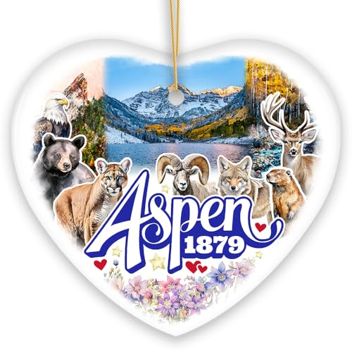 Adventurous Aspen Colorado Ornament, Snow Mountains, Nature Traveler and Skiing Vacation Souvenir (Heart)