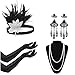 Produktbild Timelike 1920s Damen Accessoires Set inklusive Halskette Handschuhe Flapper Stirnband Halskette 20er Jahre 1920s Charleston Gatsby Retro Stil Kostüm Ball Thema Party Zubehör für Frauen