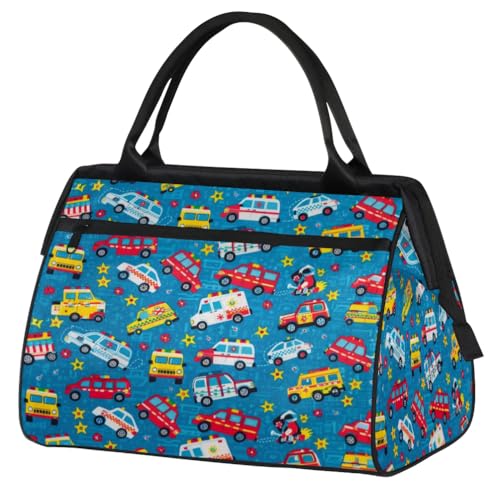Bolsa de fin de semana de 24L unisex con patrón de coche y organizador de equipaje