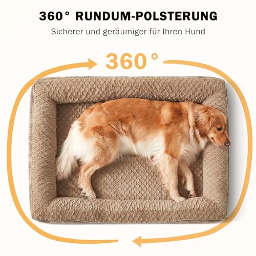 FURTIME Orthopädisches Hundebett Mittelgroße Hunde, Memory Foam Hundekorb Grosse Hunde, Abnehmbar und Waschbar, rutschfeste Hundekörbchen, Hohem Rand Hundesofa, Braun, 89 x 64 x 18cm