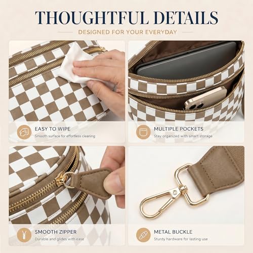 Image of Womens Crossbody Bag, Spacious Nylon Bum Bag Trendy Shoulder Purse with Adjustable Strap Zipped Travel Essentials