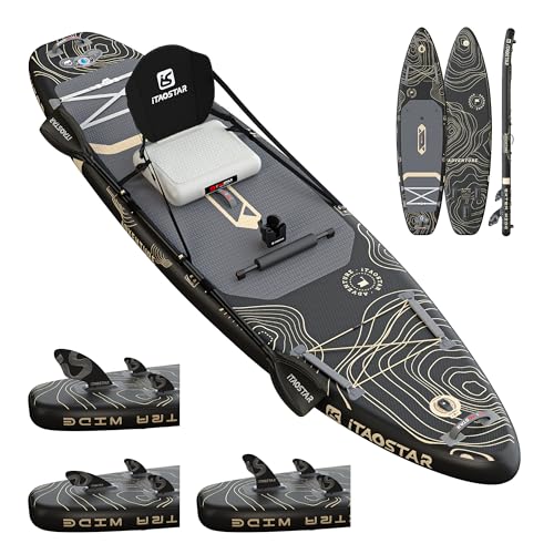 iTAOSTAR TAOSTAR Adventure 12 39 Inflatable Stand Up Paddle Board with Seat Extra Wide SUP Board with 5 Fins Stable Design for Fishing Youth All Skill Levels Lakes Oceans