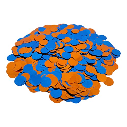 Image of Blue and Orange Foil Confetti, Round Dots Foil Glitter Table Confetti, Sparkling for Birthday Wedding Party Decoration (1.5 cm, 1.76 OZ)
