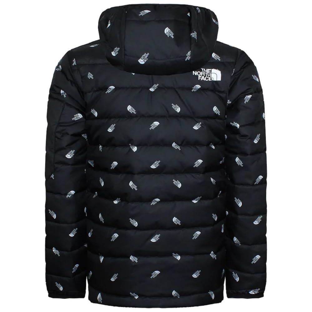The North Face Ragazzo Giacche Bambini Padded Jacket II Junior Hooded Full Zip All Over Logo Black Winter Coat NPOAZ139UT New