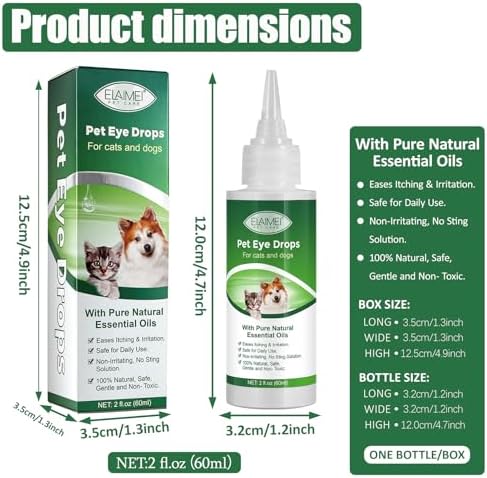  Sanfte Augenpflege-Tropfen für Hunde und Katzen - Gegen Juckreiz & Trockene Augen (60 ml)
| Natürliche Augen-Tropfen fü