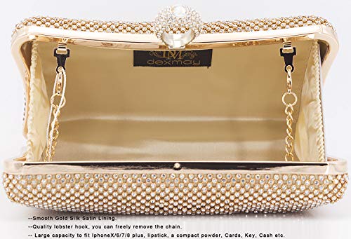 Image of Dexmay Rhinestone Clutch Purse with Crystal Clasp Evening Handbag for Bridal Wedding Party