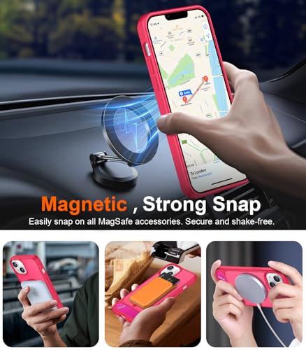 Image of Magnetic Compatible with iPhone 14 Case /iPhone 13 Case,[Built-in Invisible Kickstand][Compatible with MagSafe][Military Grade Shockproof] Slim Translucent Matte Phone Case for iPhone 14 /13 6.1 inch