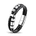 Areke Men Women Wide Braided Leather Bracelet Bangle Rope Stainless Steel Magnetic Clasp 7.5-8.5 Inch Item Length 7.5inch