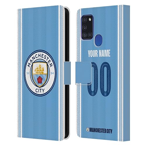 Coque Samsung Galaxy A21s Manchester City FC portefeuille en cuir étui personnalisé football