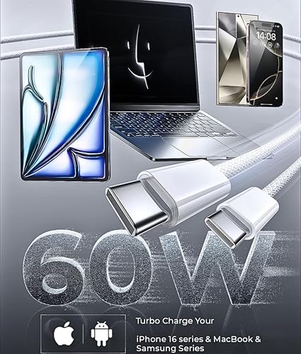 Image of 20W Original USB C Charger Adapter with Nylon Cable, Apple MFi Certified, Fast PD Charging with iPhone 16,16 Plus,16 Pro,16 Pro Max i Phone 15 /15 Plus /15 Pro /15 Pro Max, Laptop & Other Type C Devices