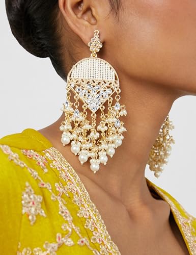Image of Rubans Chandbali Earrings Gold Plated Kundan Jewellery Gift for Women & Girls