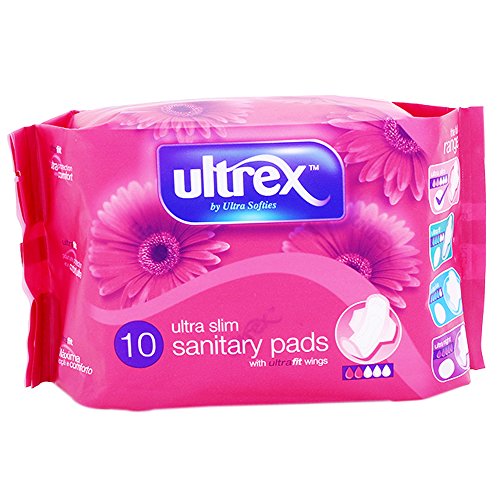 Ultrex - Almohadillas sanitarias ultra delgadas con alas (10 unidades)