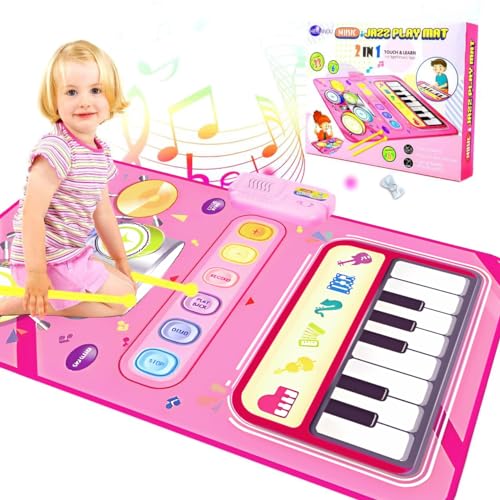 Baby Toys for 1 Year Old Girls, Baby Musical Piano Mat Toddler Toys, 2 in 1 Piano Drum Babies Play Mat - Infant Music Toy 12-18 Months Babies Birthday Gifts for 1 2 3 Year Old Girls