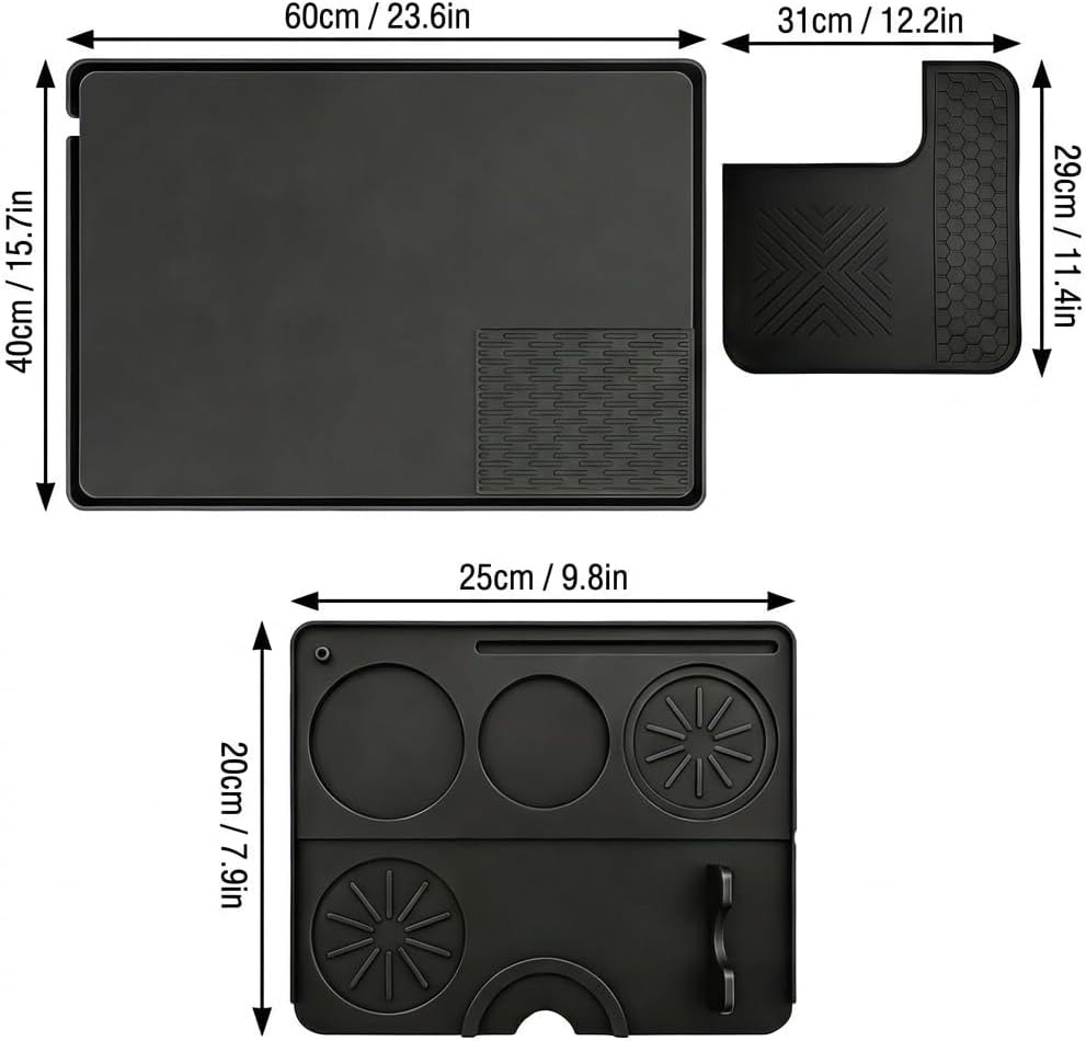 3-in-1 Silicone Coffee Mat for Espresso Machine - Dish Drying Mat for Kitchen Countertop with Tamping Mat & Anti-Slip Base, Heat Resistant Coffee Bar Accessories for Ninja Luxe ES601/701