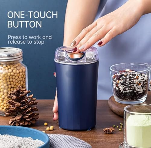 Image of Mini Electric Coffee Grinder & Spice Grinder, Portable Stainless Steel Coffee Bean Grinder Machine for Coffee Beans, Masala, Herbs, Nuts, Seeds & Dry Ingredients for Home Kitchen Use