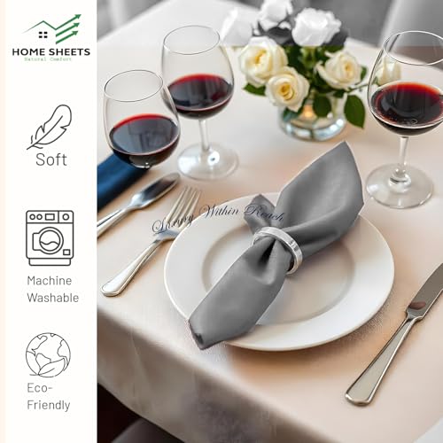 Image of 100% Cotton Dinner Napkins 12x12 Inch, Soft & Durable, Reusable Cloth Napkins for Dining, Events, and Everyday Use (Light Grey, Set of 25 (12x12))