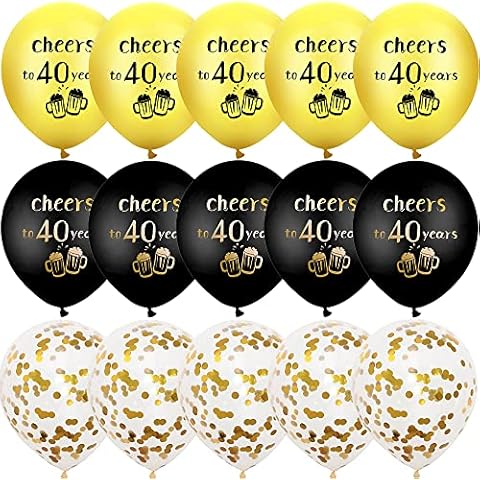 OTMVicor 40th Birthday Balloons,15pieces Black Gold Birthday Balloons,12inch Birthday Confetti Balloons Cover