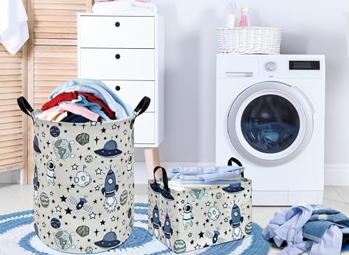 Image of Rec Spaceman Print Box Hamper Storage Basket Collapsible Organizer Bin Gift Shelf Baskets for Home and Kitchen Storage