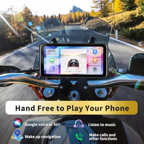 Motorsi Atualização 2024 para motocicleta GPS sem fio Carplay/Android Auto à prova d'água, câmera d