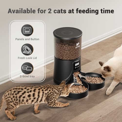 Automatic Cat Feeder: 4L Timed Cats Food Dispenser Programmable 1-6 Meal for Cat and Small Medium Dog, Auto Pet Feeder Easy to Set Up Dual Power Supply with Desiccant Bag | Detachable Washable - Image 4