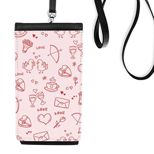 Pochette téléphone Saint Valentin avec motifs coeurs et flèches le cadeau idéal