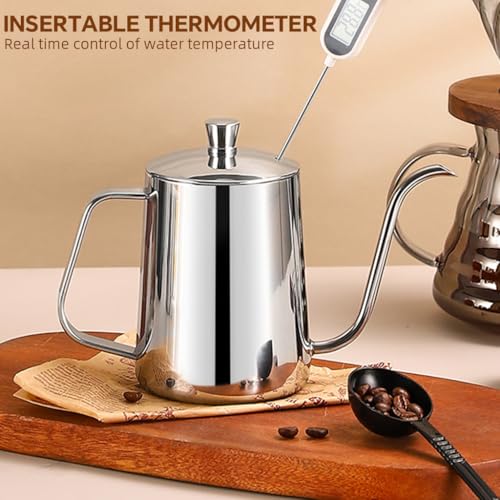 Image of Supvox Pour Over Coffee Gooseneck Water Kettle with Lid 350ml Stainless Steel Coffee Pot Gooseneck Kettle Hand Drip Pour Over