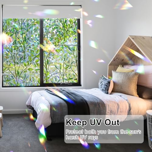 Window Film Frosted Privacy Film For Glass Self-Adhesive Green Leaf Stain Glass Window Film For Home Bathroom Bedroom Office 0.3 * 1m - Cosy Home Interiors Window Film Frosted Privacy Film For Glass Self-Adhesive Green Leaf Stain Glass Window Film For Home Bathroom Bedroom Office 0.3 * 1m - Image 4